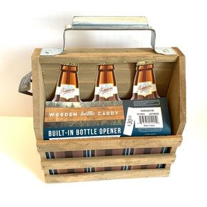 HAMMER + AXE NWT $30 Wooden Bottle Caddy With Built In Bottle Opener WB1
